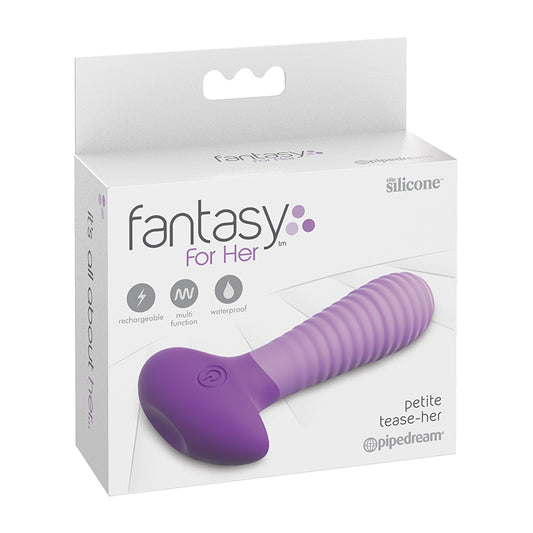 Pipedream Fantasy For Her Petite Tease-Her Rechargeable Vibrating Silicone Ribbed Anal Plug Purple