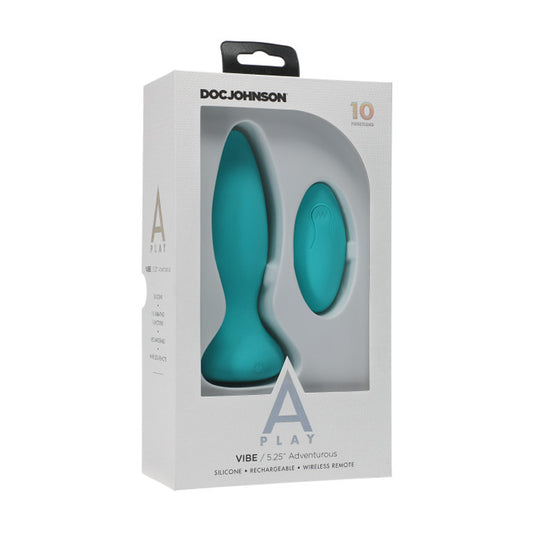 A-Play Vibe Adventurous Rechargeable Silicone Anal Plug with Remote Teal