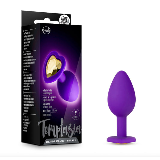 Blush Temptasia Bling Anal Plug with Heart-Shaped Gem Base Small Purple